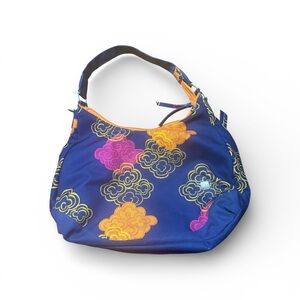 Haiku Navy Floral Lightweight Travel Shoulder Bag EUC